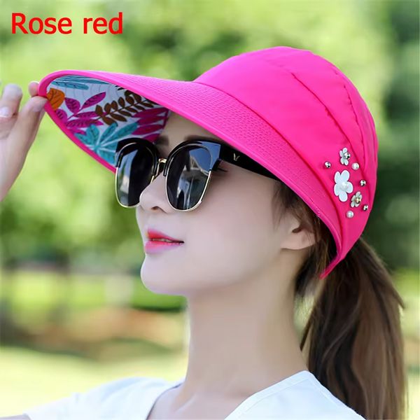 Women Ladies Foldable Wide Brim Anti-UV Visor Caps Beach Cap Casual Hats Sun Hat