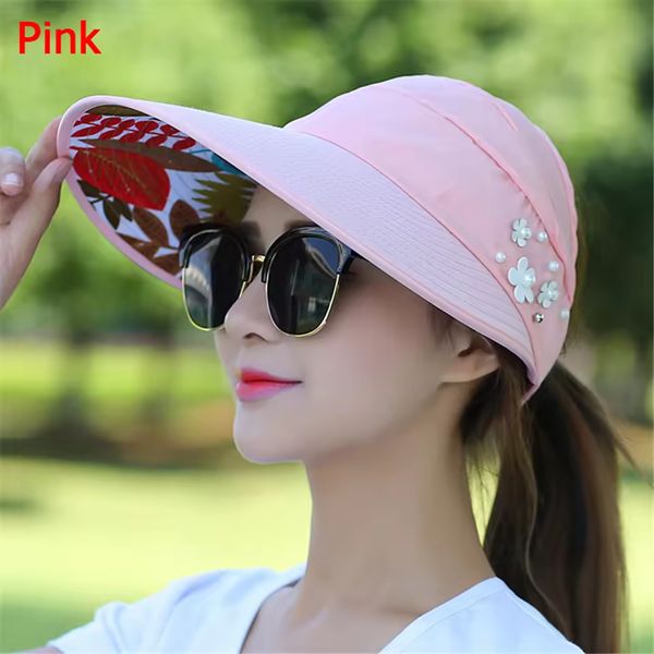 Women Ladies Foldable Wide Brim Anti-UV Visor Caps Beach Cap Casual Hats Sun Hat