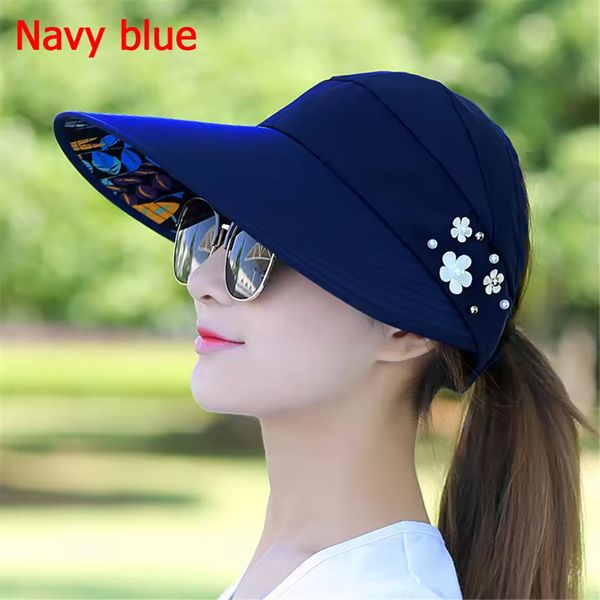 Women Ladies Foldable Wide Brim Anti-UV Visor Caps Beach Cap Casual Hats Sun Hat