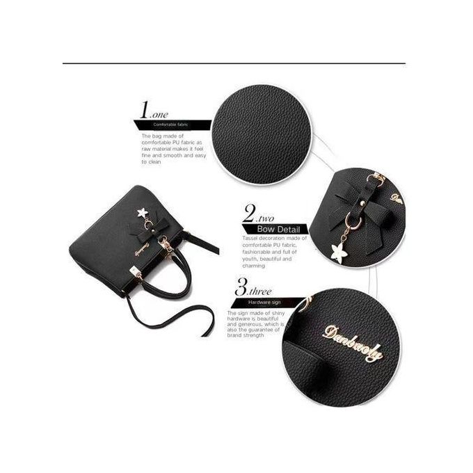 3 Pcs Women Bags Ladies Bags Handbags Purse Shoulder Bags PU Pitot Bag - Black