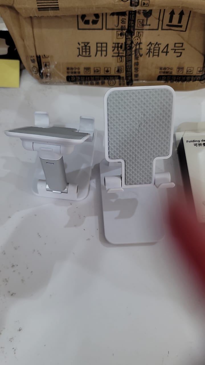 ROCKING BEAUTIFUL PHONE STANDS WHITE COLOR WITH TOUCH OF GOLD/SILVER, Adjustable 360° Rotating Aluminum Phone Stand – Premium Foldable