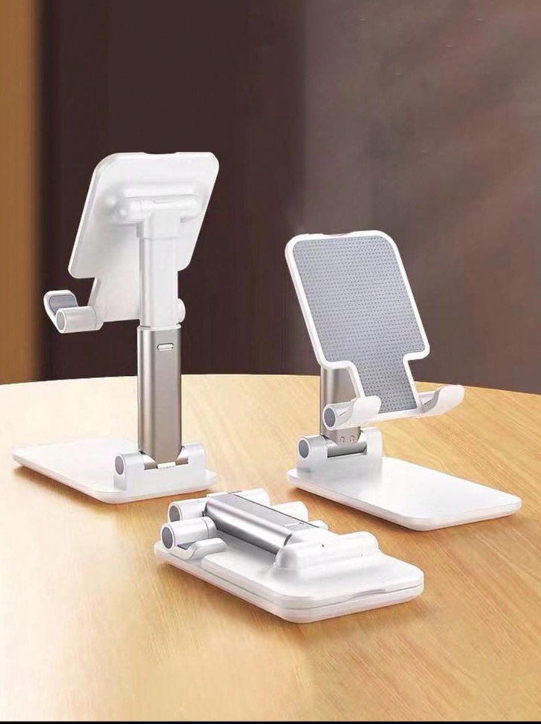 ROCKING BEAUTIFUL PHONE STANDS WHITE COLOR WITH TOUCH OF GOLD/SILVER, Adjustable 360° Rotating Aluminum Phone Stand – Premium Foldable