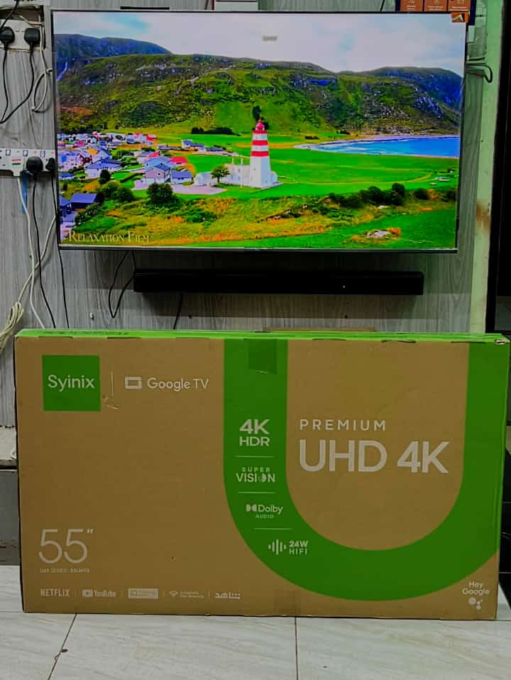 Syinix 55 Inch UHD 4K Google Smart TV – Dolby Atmos | 4K HDR | Super Vision | Frameless