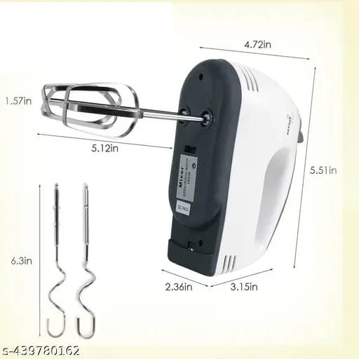 SKOEDI High Power 260W 7-Speed Super Hand Mixer with Beaters & Dough Hooks