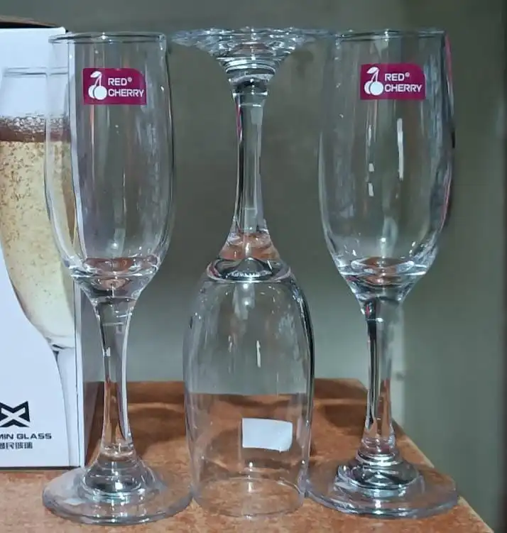 🎁 Red Cherry 6pcs Champagne Glass Set – 190ml | Elegant Tall Flutes for Sparkling Wine, Mimosas & Toasts 🍾🥂
