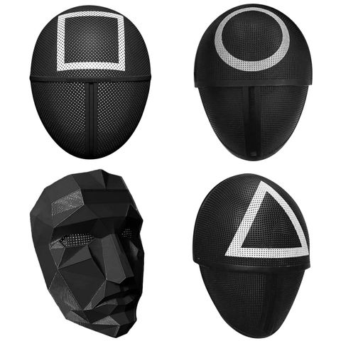 Squid Game Costume Mask – Circle, Triangle, Square, or Front Man (Adult Size)