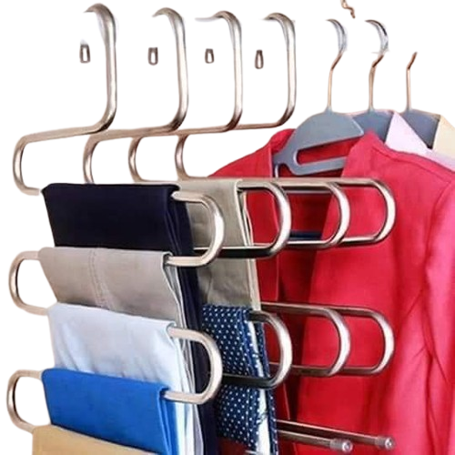 Stainless Steel Multi-Tier Trouser Hanger for Closet, Space-Saving Pants Organizer.