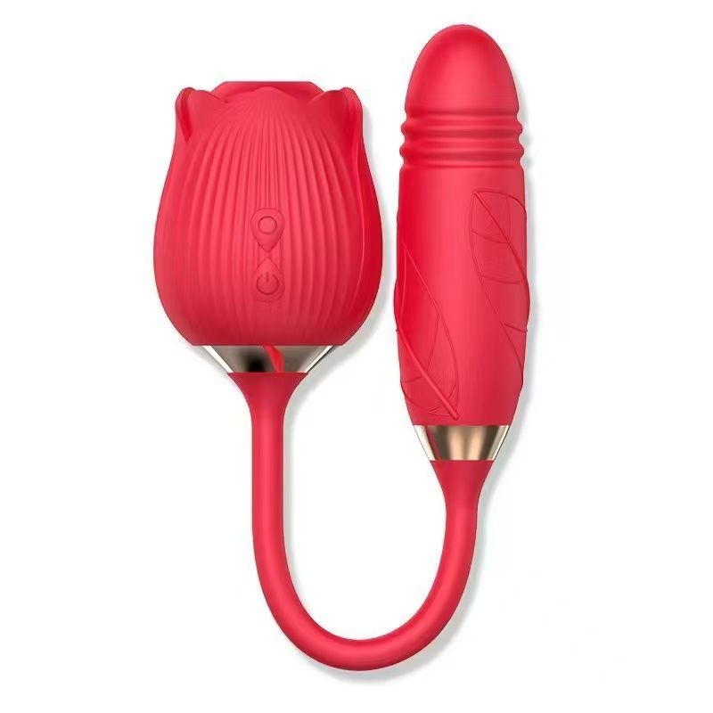 Rose Dual-Ended Vibrator – Clitoral Suction & G-Spot Thrusting Toy