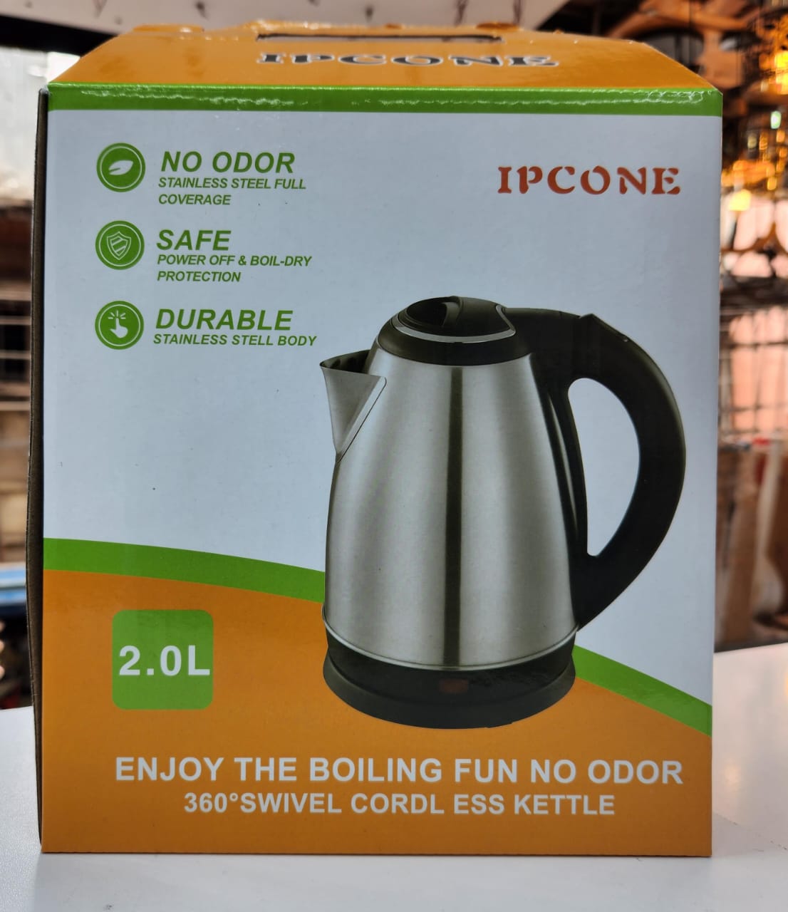 🔥 Ipcone 2L Electric Kettle 1500W Stainless Steel Cordless Fast Boiling Tea Kettle