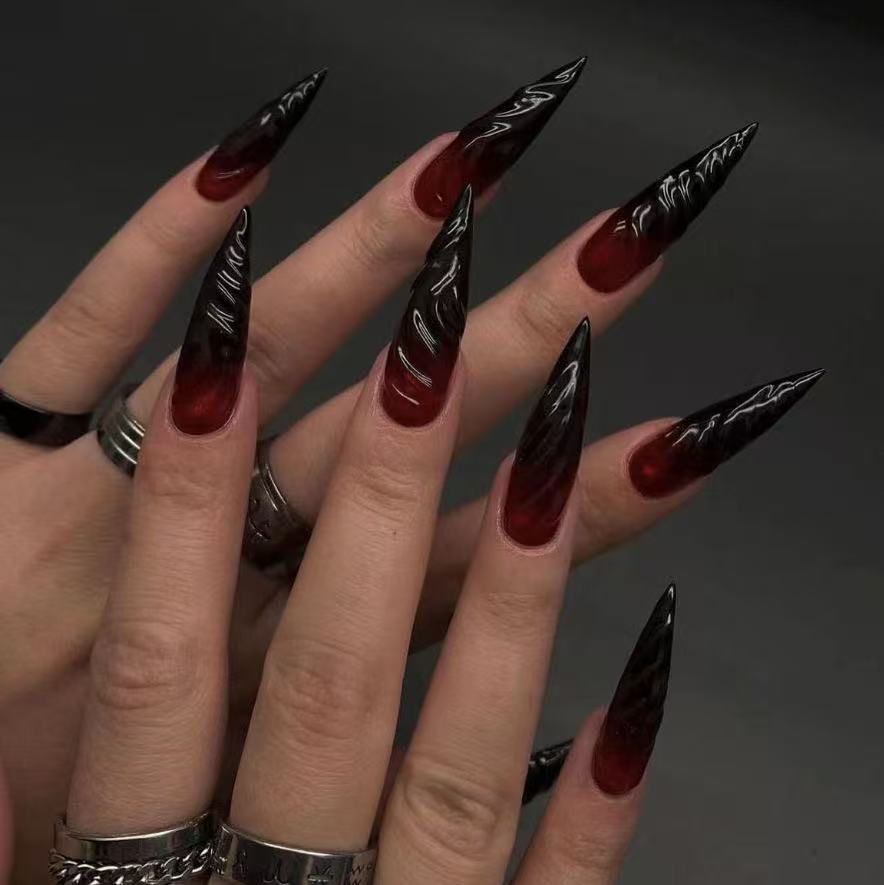 24pcs Fake Nails Reusable Stick On Nails Press on Full Cover False Nail Tips with Jelly Stickers Makeup Accessories