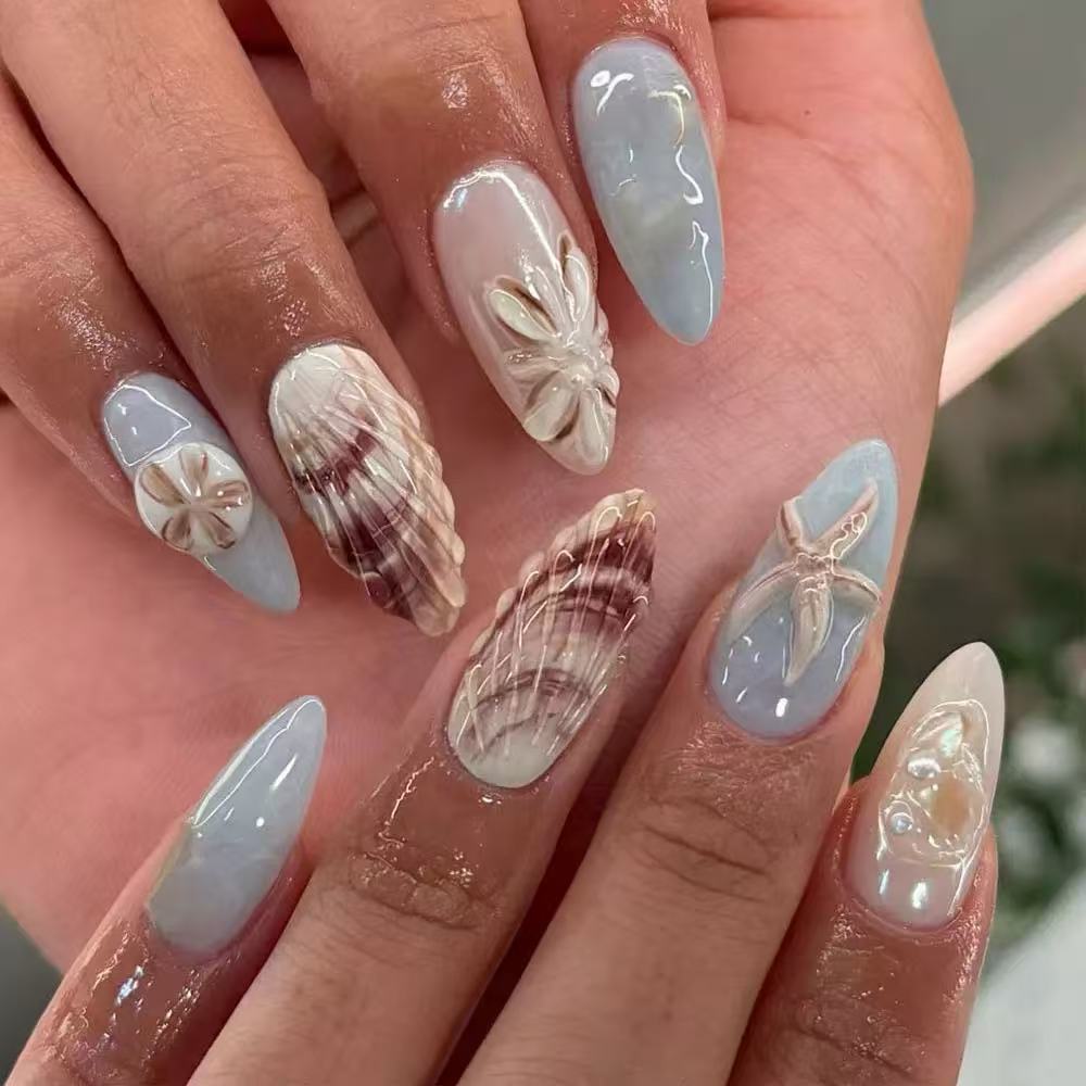 24pcs Fake Nails Reusable Stick On Nails Press on Full Cover False Nail Tips with Jelly Stickers Makeup Accessories view 5