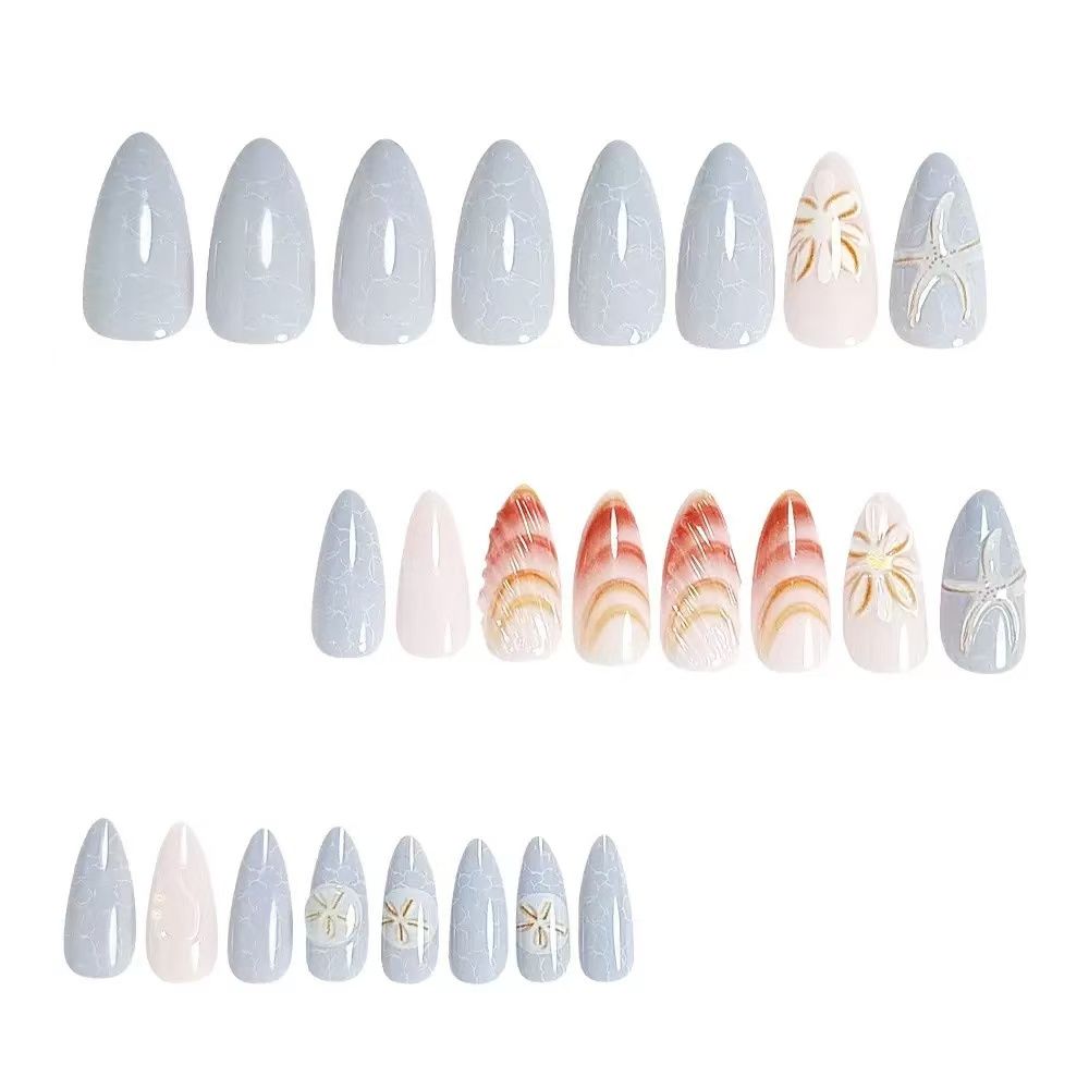 24pcs Fake Nails Reusable Stick On Nails Press on Full Cover False Nail Tips with Jelly Stickers Makeup Accessories view 6