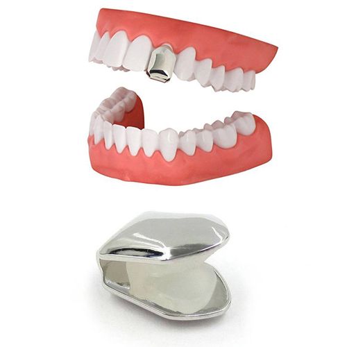 Silver tooth cap grillz