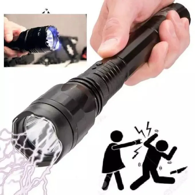 Electric Shock Flashlight Self Defense Torch With Laser Pointer