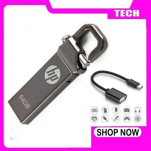 HP 64GB V250W Flash Disk// 64 GB FlashDisk-Silver+ Free Otg Type-C
