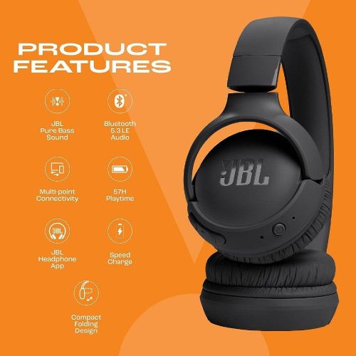 Jbl Tune 510 Wireless Bluetooth Headphones, Pure Bass, 27 Hours of Playtime, Comfortable Over-Ear Design