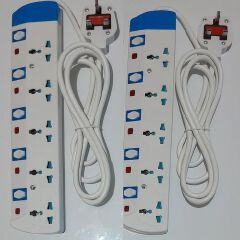 Power King ,, Heavy Duty // Power Socket Extension Cable ,, 5 Way , Tv Guard Bonus TWO PCS
