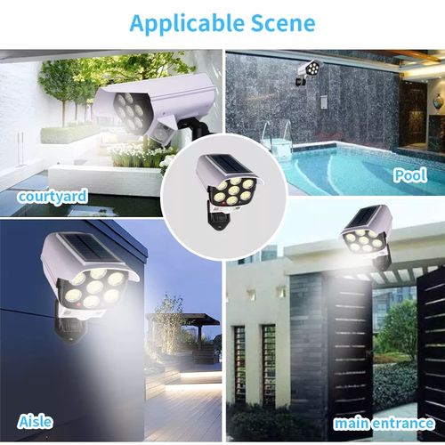 77 LED Solar Flood Light with Motion Sensor – Enhanced Battery Storage, Waterproof, Wireless Security Light for Porch, Garden, Patio – Dummy Camera Decoy (Weatherproof)