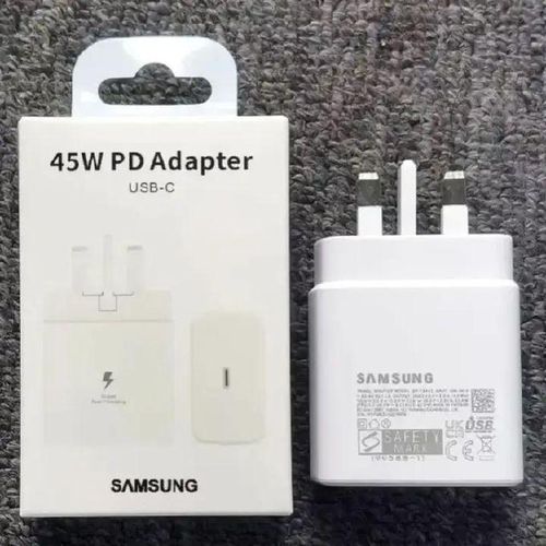 Samsung 45W Header Fast Charger Adapter For all Type-C gadgets, Galaxy A15, A25, A05S, S20FE, S23FE With Type C Output, for C to C cables