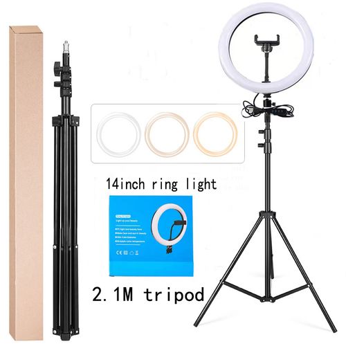10INCH/ 12INCH/ 13INCH/ 14INCH Selfie Ring Light With 2.1M Tripod Stand And Cell Phone Holder For Live Stream/Makeup 10"/ 12"/ 13" 14" RINGLIGHT with Tripod Bundle