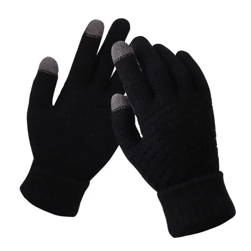 Women and  Men Warm Winter Touch Screen Gloves Stretch Classical Knit Mittens Wool Full Finger Outdoor Cycling Driving Gloves