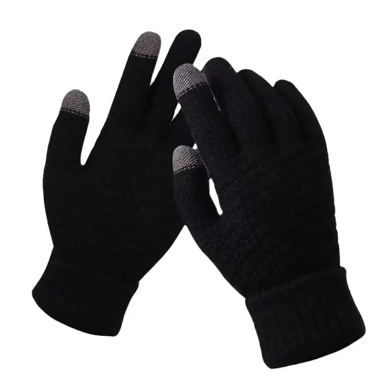 Women and  Men Warm Winter Touch Screen Gloves Stretch Classical Knit Mittens Wool Full Finger Outdoor Cycling Driving Gloves