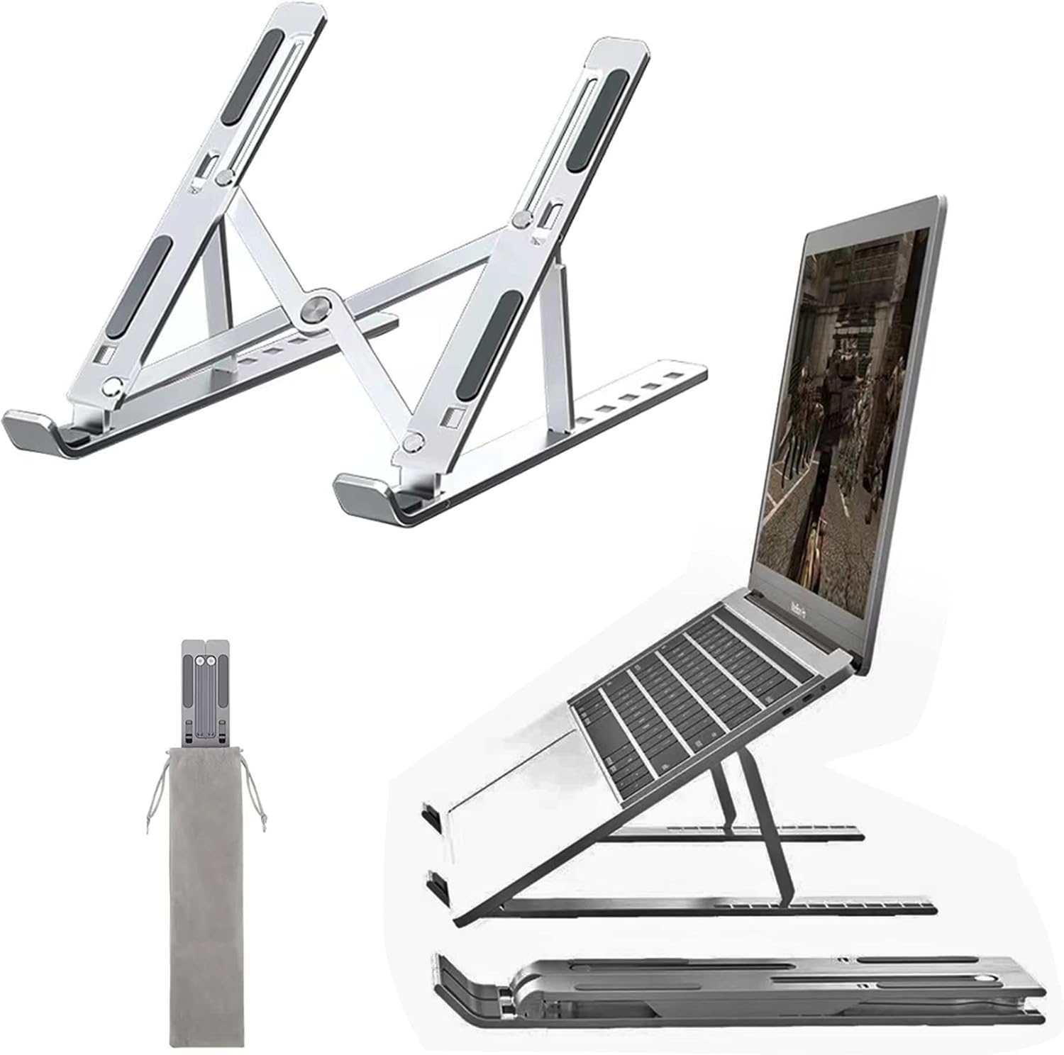 Laptop Stand – Adjustable Ergonomic Desktop Stand for Laptops and Notebooks, Improves Posture, Enhances Airflow Cooling, Strong Stable Build, Portable Design for Home, Office or Study Use