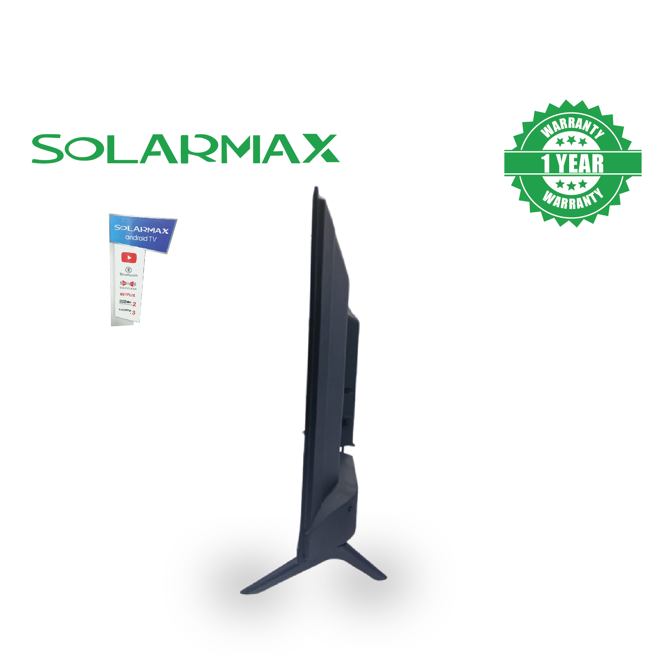 Solarmax 32-Inch Frameless Android TV In-Build decoder Smart TV 1080p Full HD ThinQ AI Bluetooth Netflix YouTube Prime Video Built-in Miracast DVB-T2 14 Months Warranty