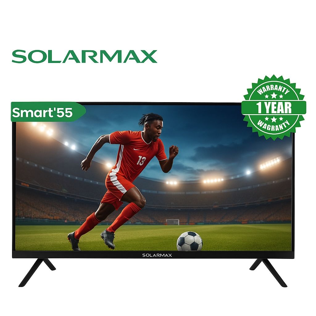 Solarmax 55-Inch Frameless Android In-Build decoder Smart TV Real 4K Full HD ThinQ AI Bluetooth Netflix YouTube Prime Video  Built-in Miracast DVB-T2 14 Months Warranty