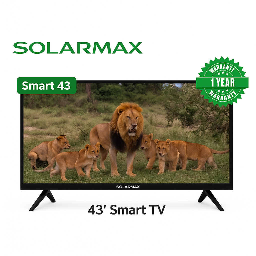 Solarmax 43-Inch Frameless Android TV In-Build decoder Smart TV Ultra HD 4K ThinQ AI Bluetooth Netflix YouTube Prime Video  Built-in Miracast DVB-T2 14 Months Warranty