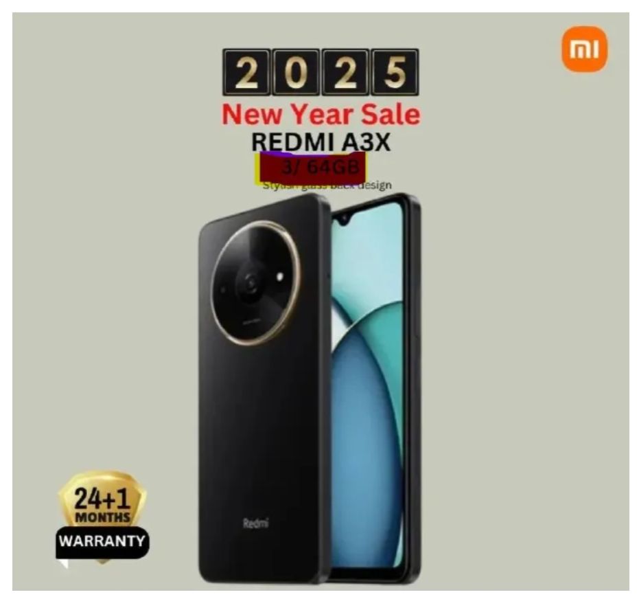 [BRAND NEW] XIAOMI Redmi A3X 64GB+3GB RAM 4G Network 6.71'' 5000mAh Battery 8MP AI Camera 10W Fast Charging Fingerprint Sensor Android 14 Smart Phones