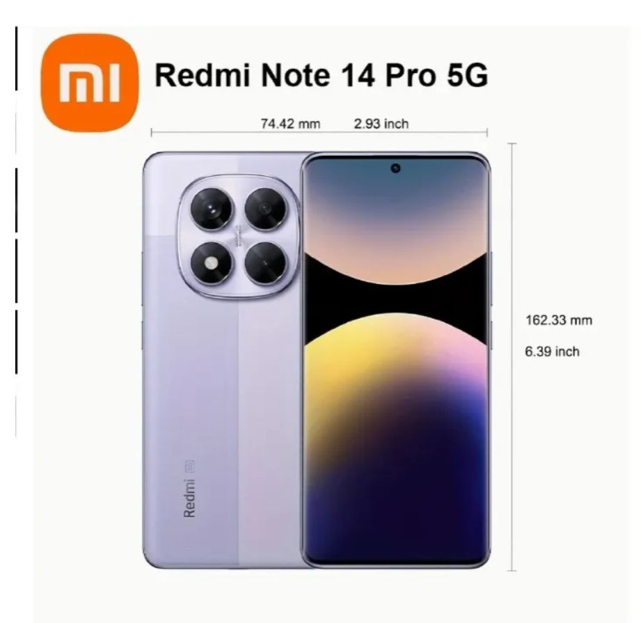 Xiaomi Redmi Note 14 Pro+ 5G 12GB+512GB 6.67" 120Hz Curved AMOLED Display 200MP Camera 5110mAh Battery Dual SIM IP68Water/Dust Resistant 120W Smartphone Plus