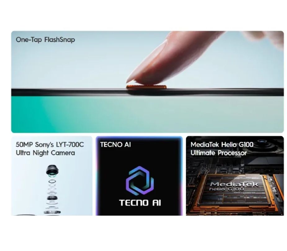 [New Arrival] Tecno Camon 40 128GB ROM+8GB RAM 6.78' 120Hz AMOLED Display Panda King Glass Protection 50MP+32MP Camera MTK Helio G100 Ultimate IP66 Dust/Water Resistant 5200mAh Battery Smartphone