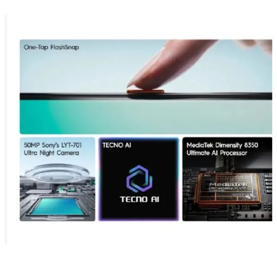 Tecno Camon 40 Premier 256GB+16(8+8)GB RAM 6.67" 144Hz LTPO AMOLED MTK Dimensity 8350 45W 5100mAh 50MP Dual Speaker Android 15 IP68/IP69 Dust Water Resistance Dual Sim SmartPhone