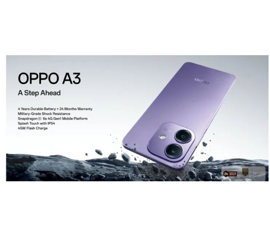 [New Arrival] Oppo A3 6GB RAM+128GB ROM 6.67" 90Hz LCD Display 50MP+5MP Camera 5100 mAh Battery (Dual SIM) Android 14 Fingerprint 2yr-Warranty (TYP) 4G Smartphones