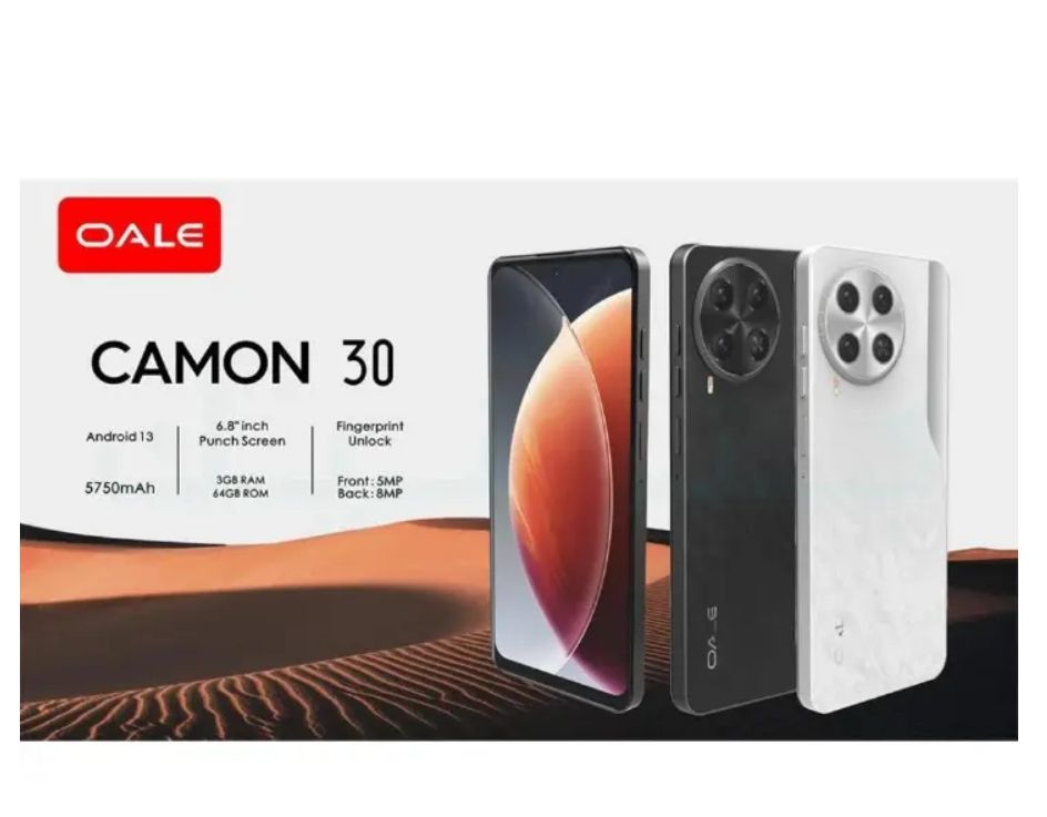 Oale Camon 30 64GB+3GB 6.7" 120Hz Display 13MP+8MP Camera 5000mAh Battery 10W Charge IP54 Dust And Water Resistant Fingerprint Unlock MTK Helio G81 Android Smartphone