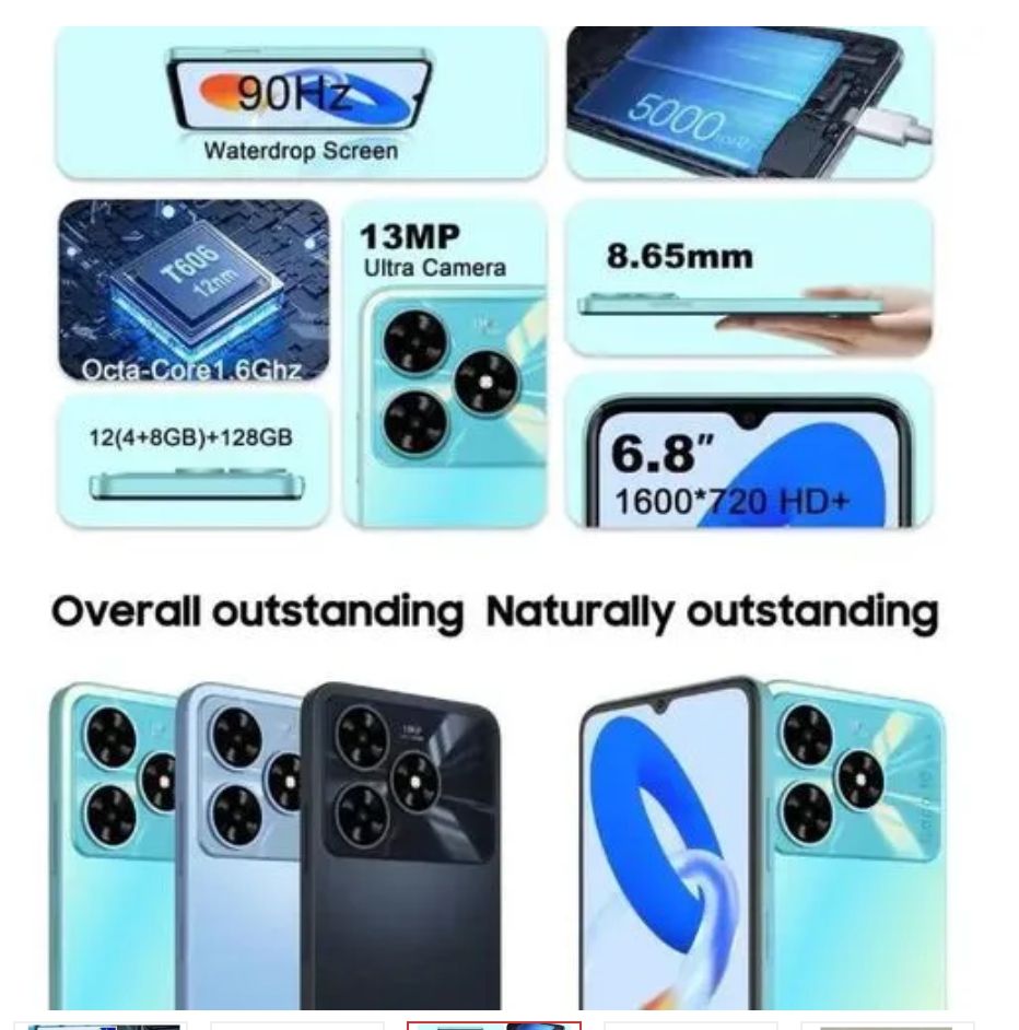 [Hot Deal 🔥]Corn Coco 10 Ultra 4G 128GB+12GB(4+8)GB 5000mAh Battery 6.8 Inches HD+ Screen 13 MP Main camera 8MP Selfie 90Hz refresh rate Type-C Charger Android 14 Phone SmartPhone