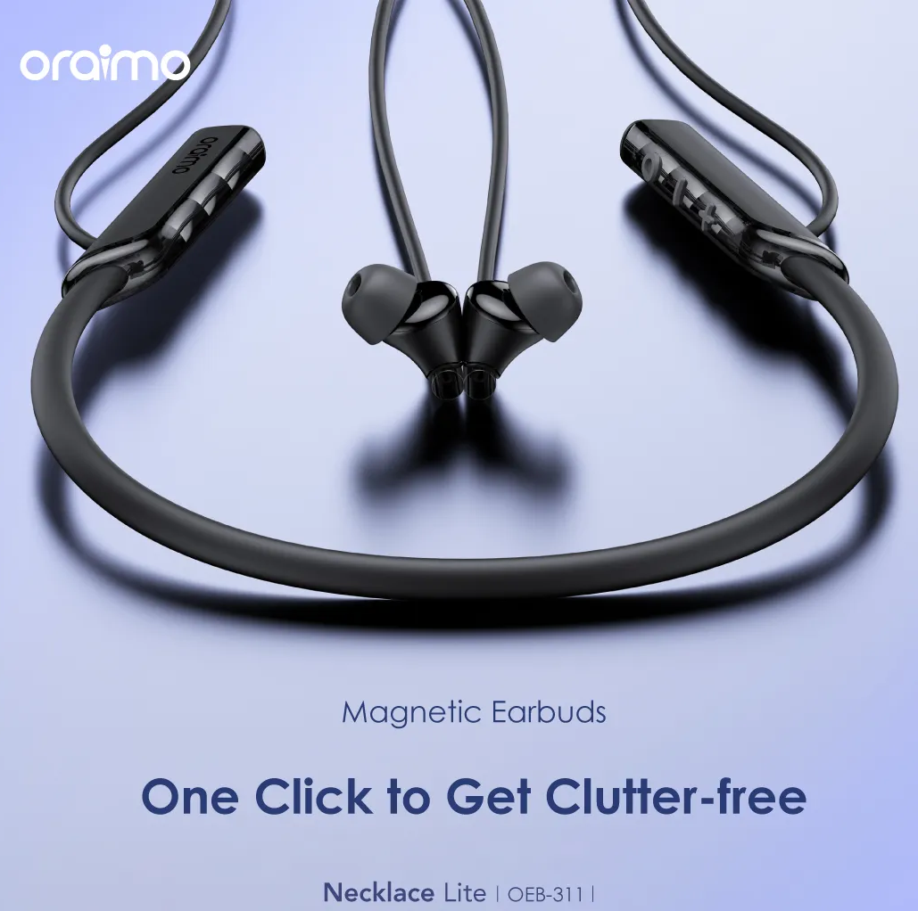 [Super Deal]Oraimo Necklace Lite  Neckband Wireless Earphone OEB-311 - Black Bluetooth Version: V5.3
Bluetooth Range: 10m
Battery Capacity: 220mAh
Playtime: Up to 30 hours
Case Input: Type-C