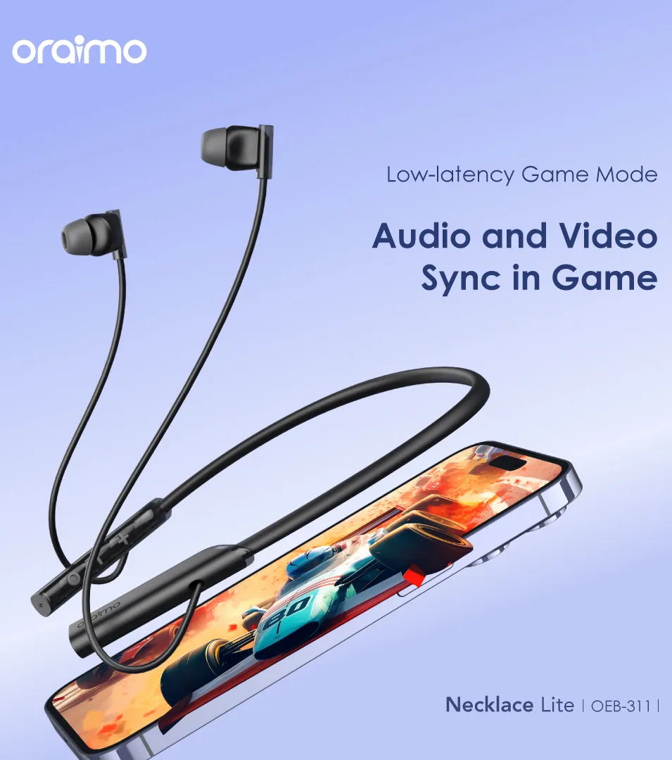 [Super Deal]Oraimo Necklace Lite  Neckband Wireless Earphone OEB-311 - Black Bluetooth Version: V5.3
Bluetooth Range: 10m
Battery Capacity: 220mAh
Playtime: Up to 30 hours
Case Input: Type-C