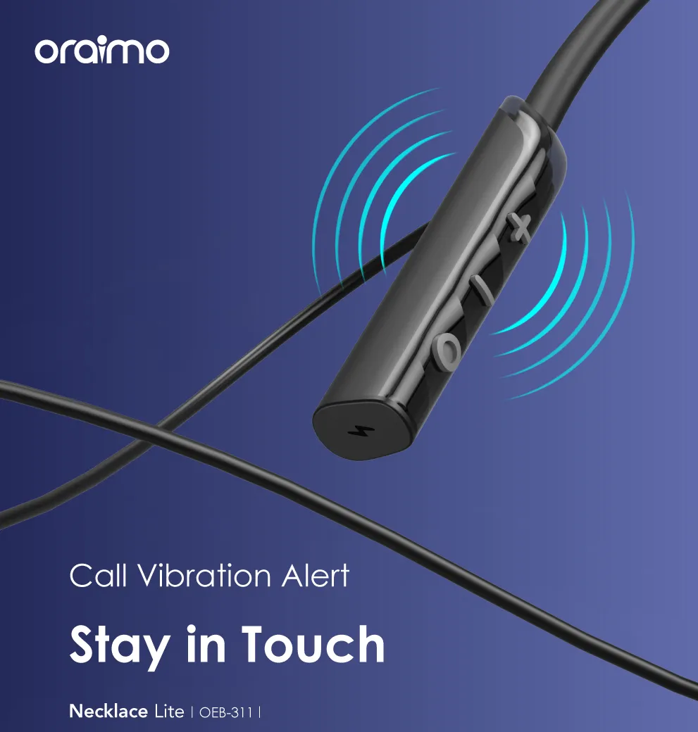 [Super Deal]Oraimo Necklace Lite  Neckband Wireless Earphone OEB-311 - Black Bluetooth Version: V5.3
Bluetooth Range: 10m
Battery Capacity: 220mAh
Playtime: Up to 30 hours
Case Input: Type-C