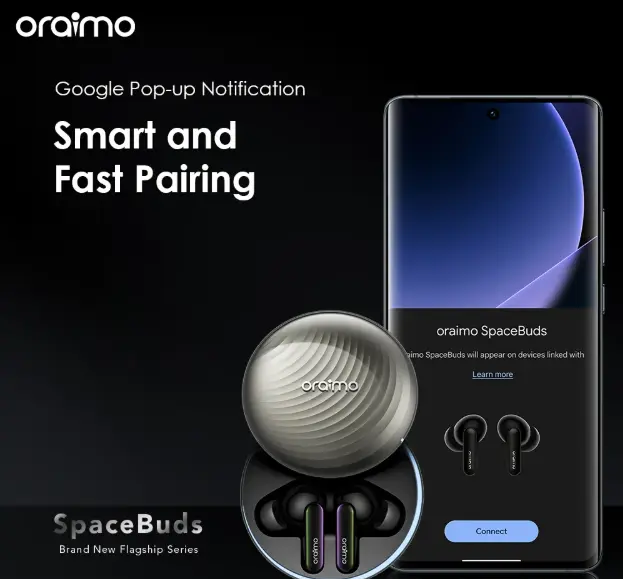 [Super Quality]Oraimo Spacebuds OTW-630 Hybrid ANC True Wireless Earbuds Customized Voice Prompt Wireless Bluetooth Earphones