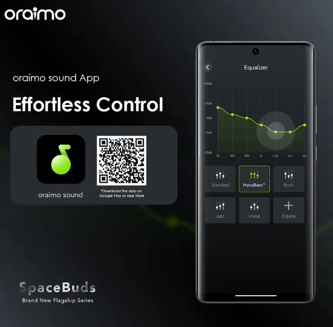 [Super Quality]Oraimo Spacebuds OTW-630 Hybrid ANC True Wireless Earbuds Customized Voice Prompt Wireless Bluetooth Earphones