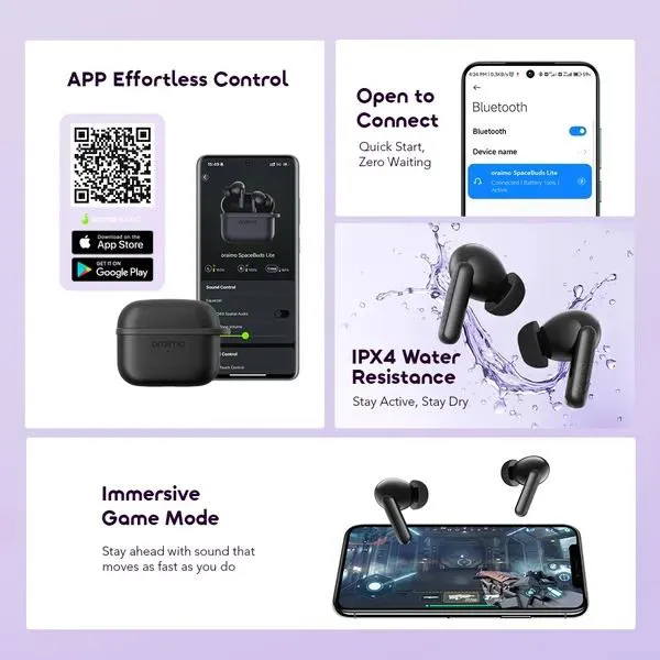 [Super Brand]Oraimo SpaceBuds Lite OTW-324 Sound360 Anti-Lost True Wireless Earbuds