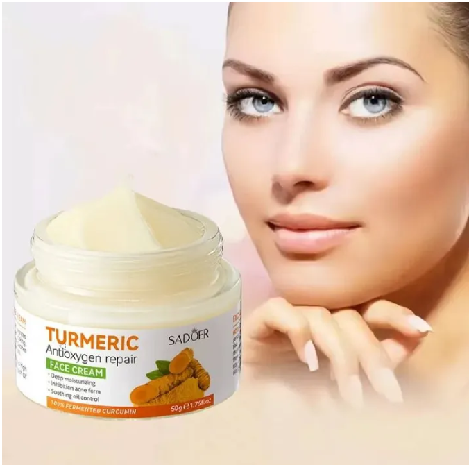 Sadoer Turmeric Cream, Tumeric Cream Anti-Oxigen repair, Face Cream For Deep Moisturizing, Water Replenishing, Soothing, Repairing,  Tender and Smooth Skin