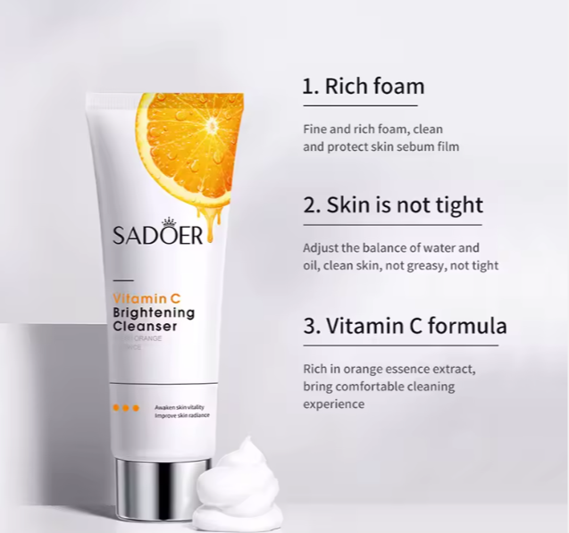 Sadoer Vitamin C Brightening Cleanser Vitamin C Moisturizing Cleansing garnier and mabox alternative Facial Cleanser Organic brightening Cream Face Wash