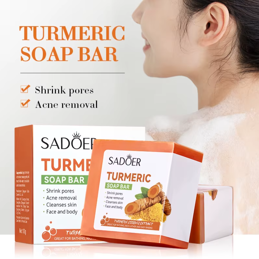 SADOER Glow Set 3 In 1, Vitamin C + Turmeric Cream + Tumeric Soap, Moisturzing,Anti-age, Fade Spots Anti-acne & Oil Control Combination Smoothing Deep Hydration,Inhibits Acne Formation,fades acnemarks