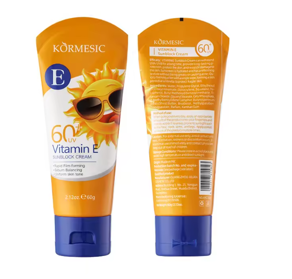 KORMESIC Sunblock Sun Protection Screen Moisturizer Whitening Organic Sunscreen Cream 60UV+ with Vitamin E Sunblock Cream,sebumbalancing and Uniform skin tone, prevent acne hyperperpigmentation