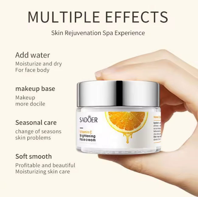 SADOER Vitamin C Face Cream infused with Vitamin C extract Removes Dark Spots Moisturizing Anti-Aging Firming Skin Care 50g Works Same as L'Oreal and Nivea anti-Aging Anti-Wrinkles Cream for radiance