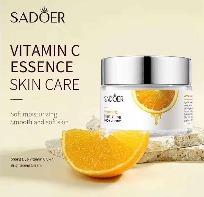 SADOER Vitamin C Face Cream infused with Vitamin C extract Removes Dark Spots Moisturizing Anti-Aging Firming Skin Care 50g Works Same as L'Oreal and Nivea anti-Aging Anti-Wrinkles Cream for radiance