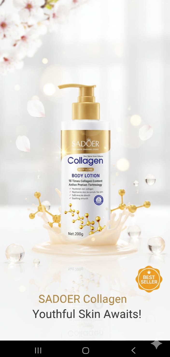 SADOER Collagen Body, Hand & Neck Lotion 10X More Youthful Skin! Say goodbye to wrinkles & dryness. Achieve smooth, firm, glowing skin with our best-selling anti-aging formula Moisturizing antiwrinkle